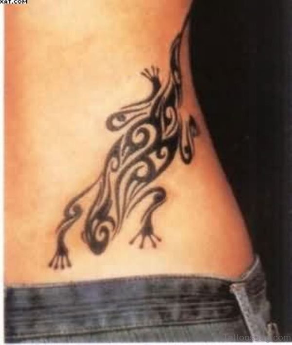 Tribal Lizard Tattoo On Waist