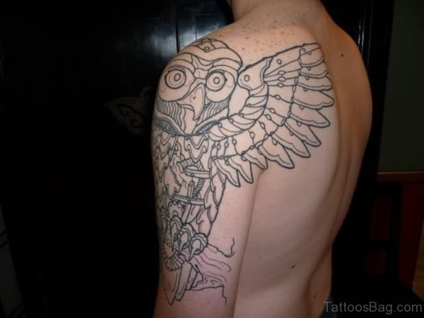 Tribal Owl Shoulder Tattoo