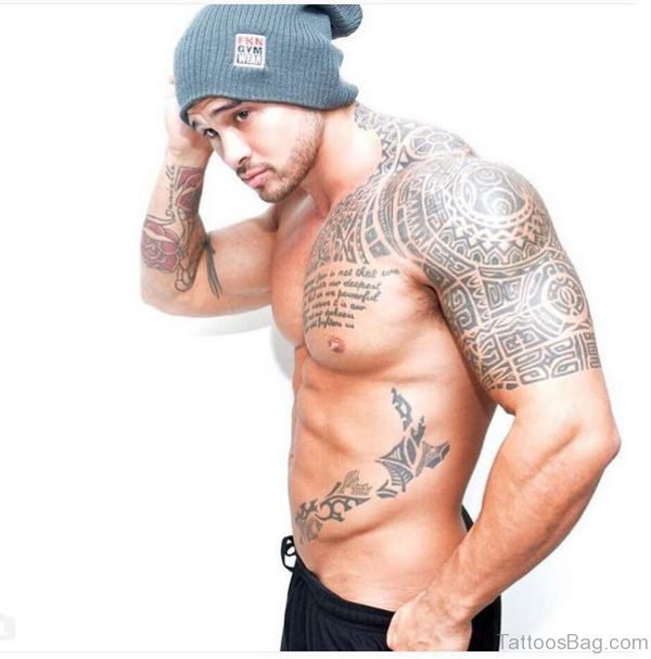 Tribal Tattoo OnTribal Tattoo On Rib  Half Sleeve TB1094