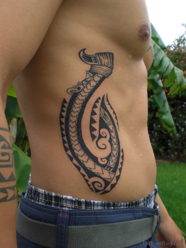 Tribal Tattoo On Rib