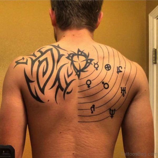 Tribal Tattoo On Upper Back