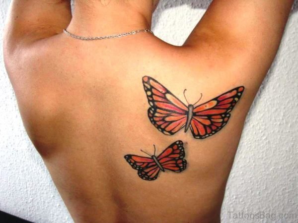 Two Butterflies Tattoo On Shoulder