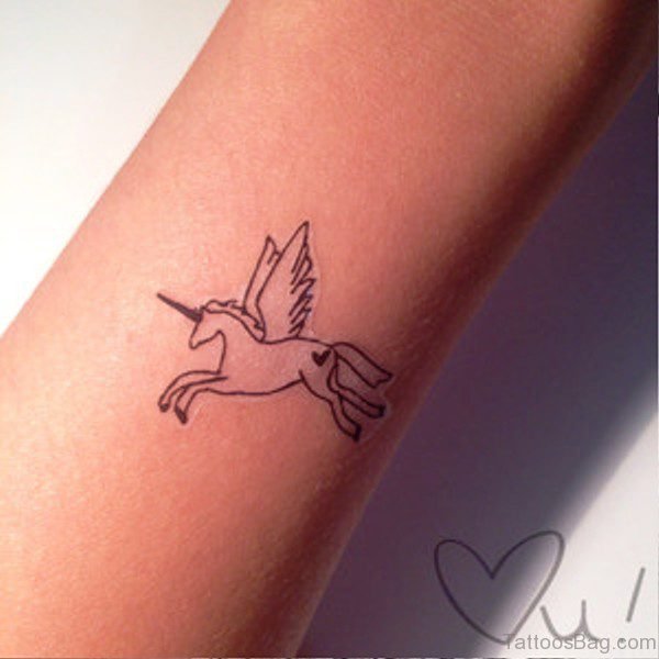 Unicorn Outline Tattoo On Arm