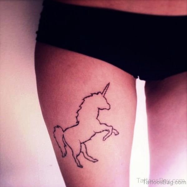 Unicorn Tattoo Outline On Thigh