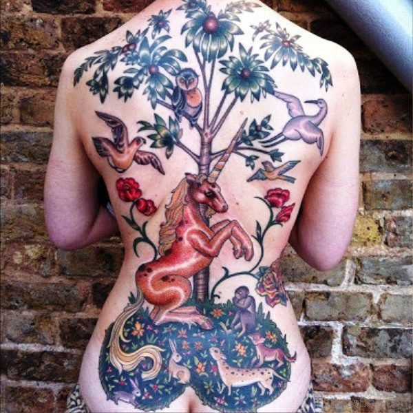 Unicorn With Birds And Flowers