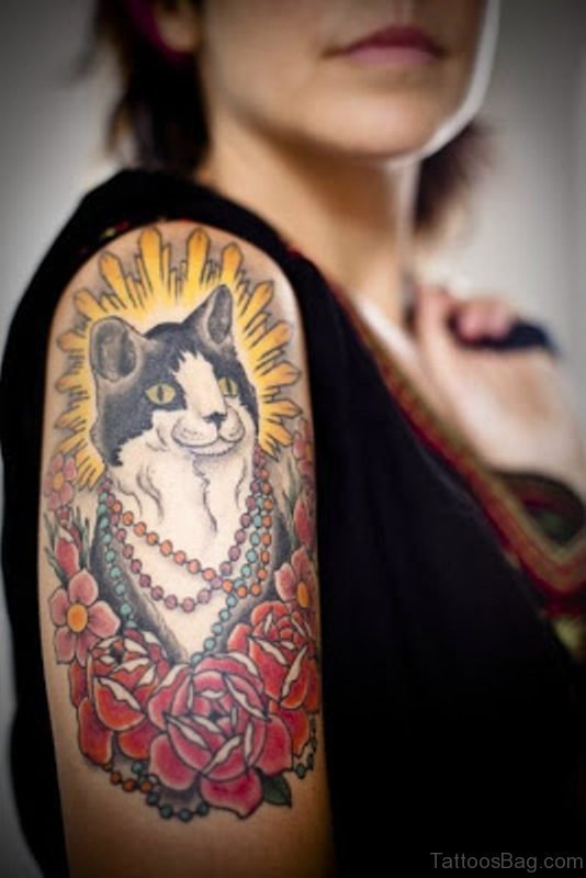 White And Black Cat Tattoo