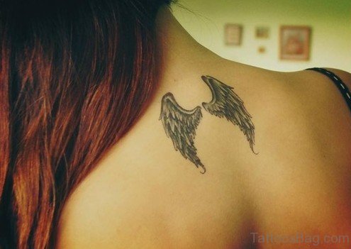 Wings Tattoo On Nape