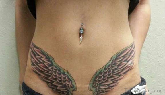 Wings Tattoo On Waist 5 ST1282