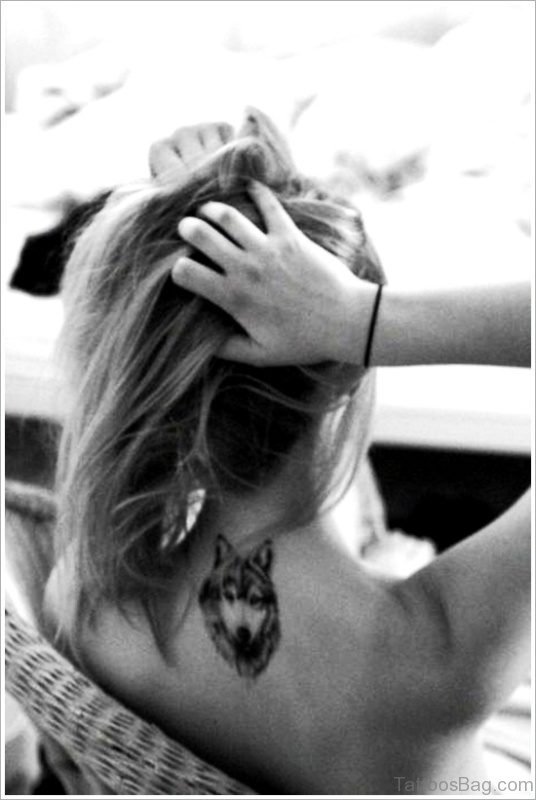 Wolf Tattoo On Neck 1