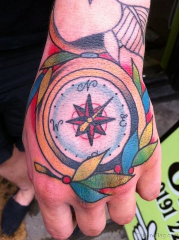 Wonderful Compass Tattoo On hand