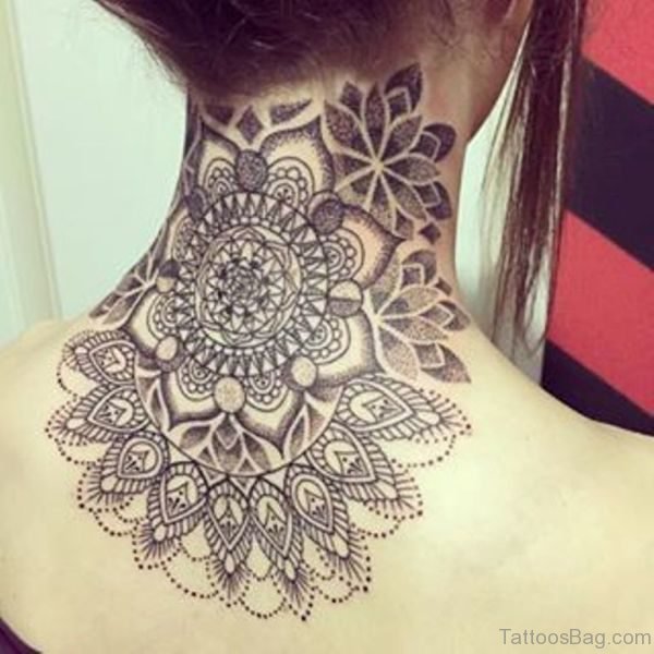 Wonderful Mandala Neck Back Tattoo
