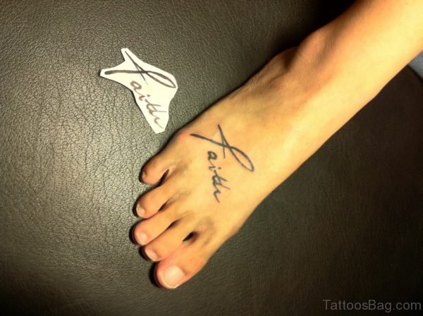 Word Tattoo On Foot