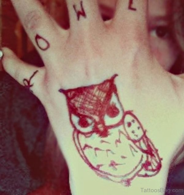Wording And Owl Tattoo