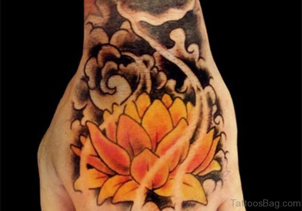 Yellow Lotus Tattoo On hand