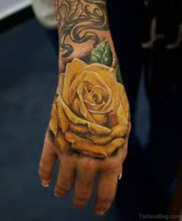Yellow Rose Tattoo On Hand