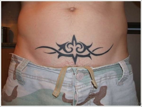 Lower stomach tribal tattoo