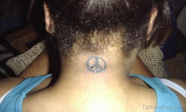 Peace Symbol Tattoo On Nape