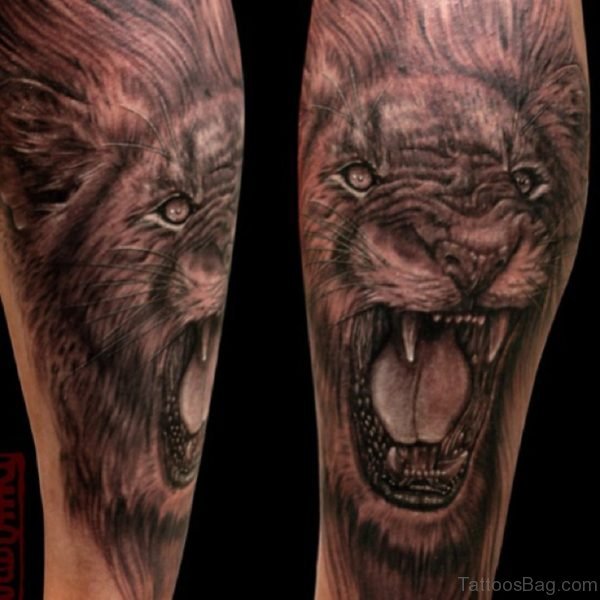 Roaring Lion Tattoo On Shoulder