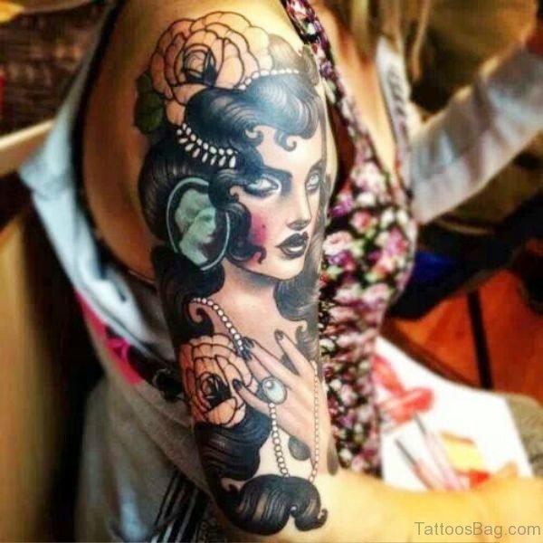 Attractive Gypsy Tattoo On Shoulder