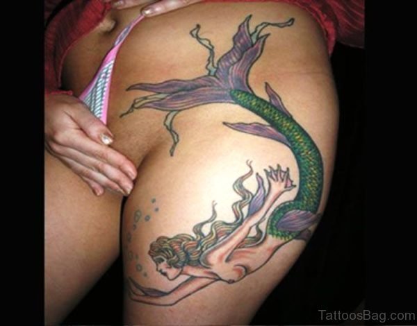 Awesome Mermaid Tattoo On Shoulder