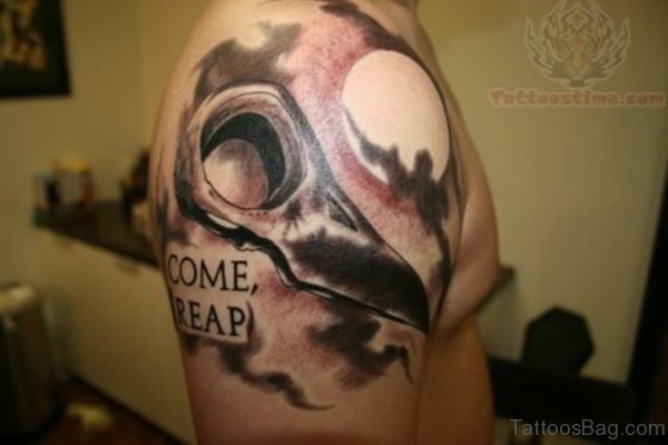 Brown Designer Tattoo On Shoulder
