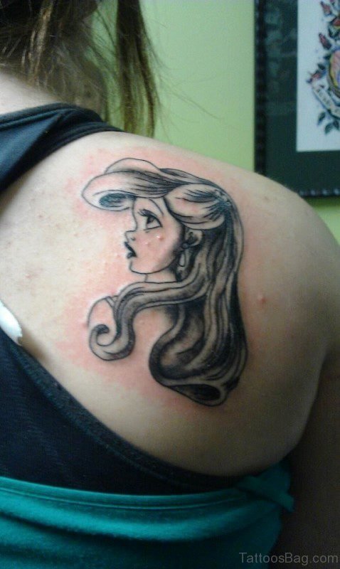 Cartoon Mermaid Face Tattoo Design
