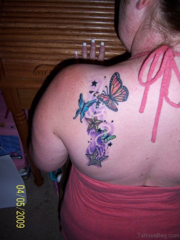 Classy Butterfly And Star Tattoo