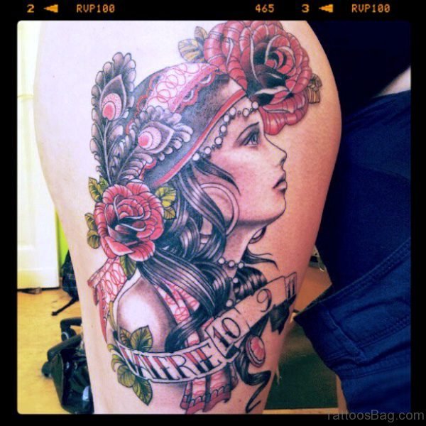 Cool Gypsy Tattoo On Shoulder
