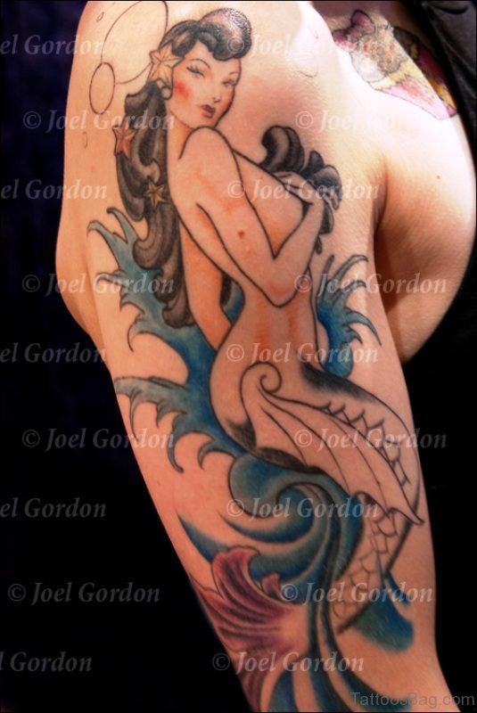 Cool Mermad Tattoo On Shoulder