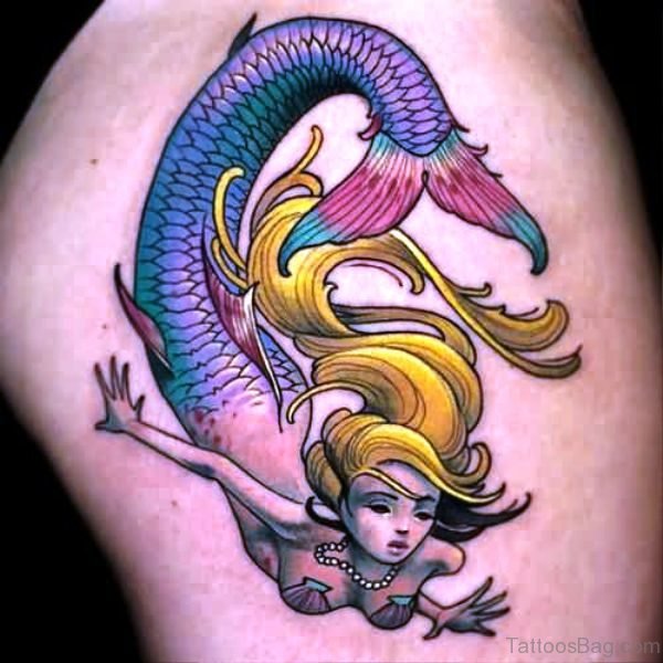 Delightful Mermaid Tattoo On Shoulder