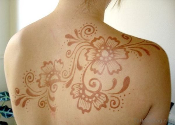 Designer Brown Flower Tattoo