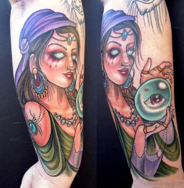 Gypsy With Eye Tattoo Design