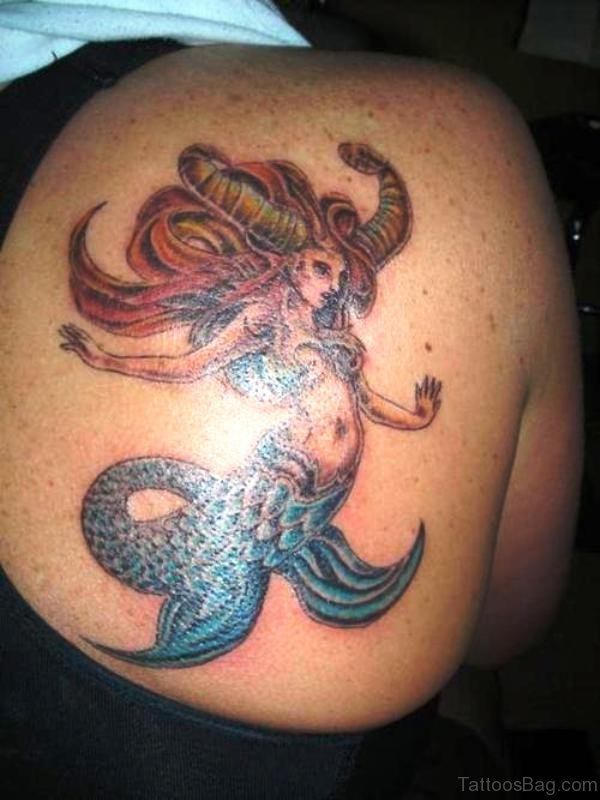 Image Of Mermaid Tattoo On Shoulder Design