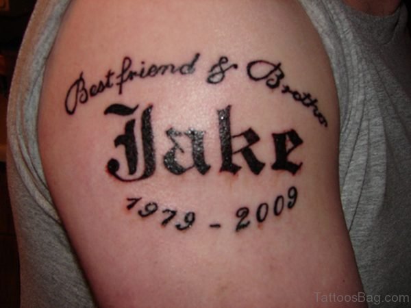 Memorial Brither Tattoo On Shoulder