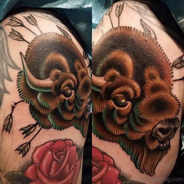 21 Buffalo Tattoos Design On Shoulder