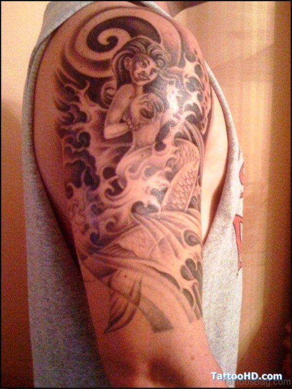 Nice Mermaid Tattoo On Shoulder