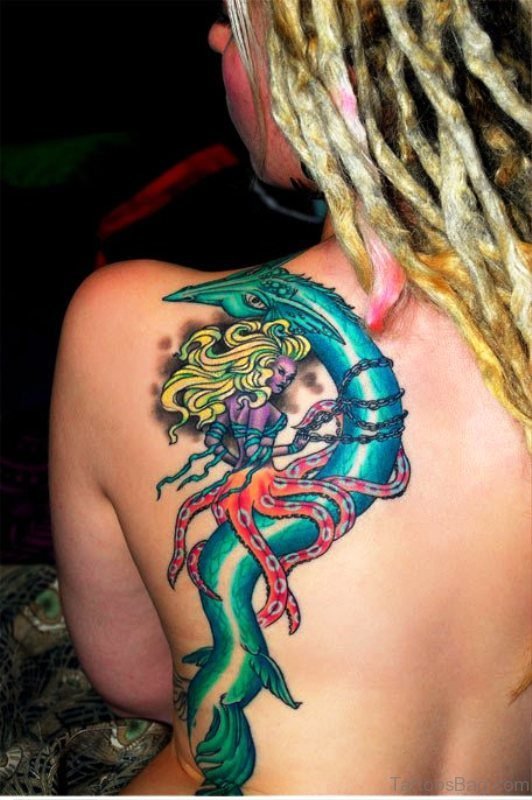 Octopus Mermaid Tattoo On Shoulder