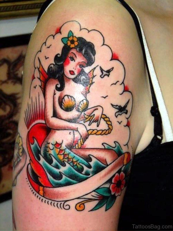 Phenomenal Mermaid Tattoo On Shoulder