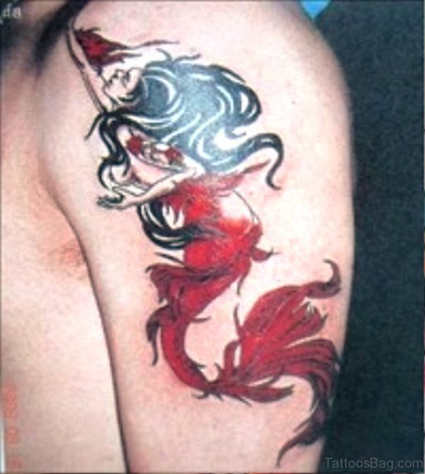 Photo Of Mermaid Tattoo On Shoulder