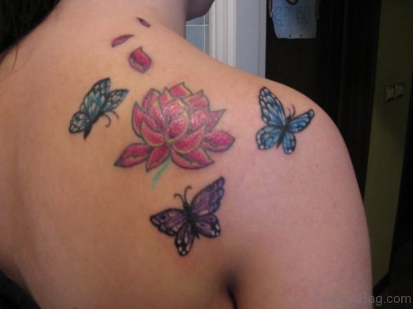 Sweet Butterfly And Flower Tattoo