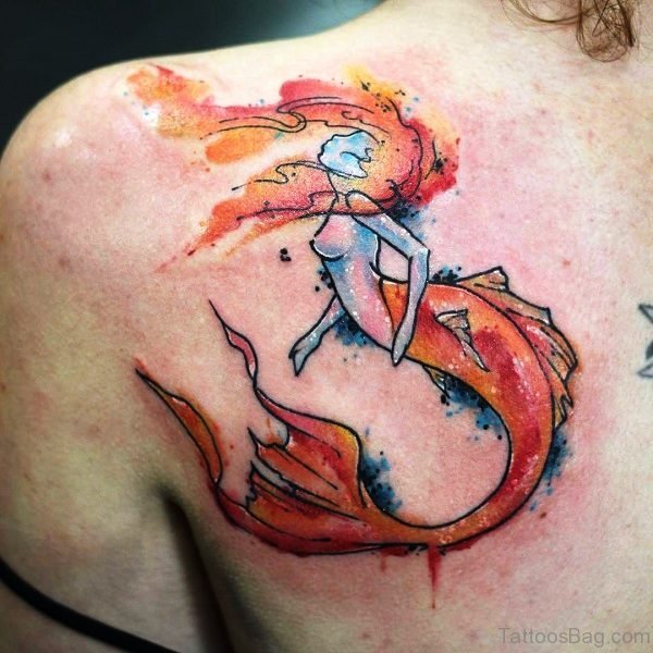 Watercolor Mermaid Tattoo Design