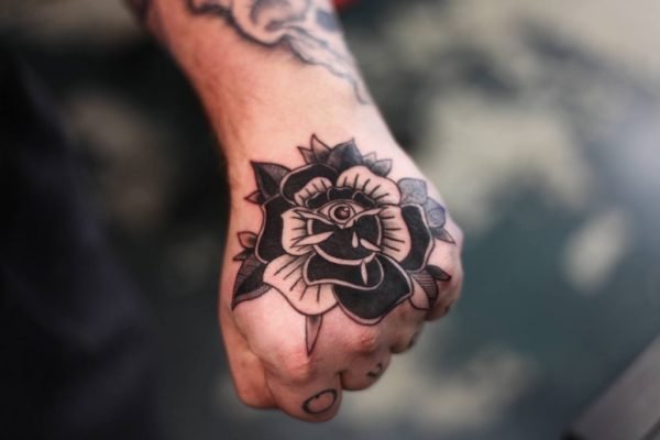 Blac Rose Tattoo On The Hand