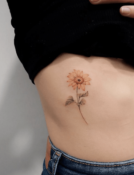 Gentle Rib Sunflower Tattoo