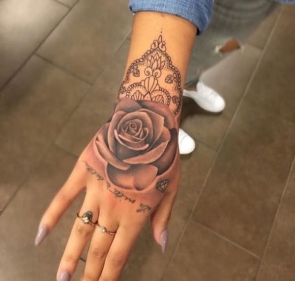 Grey Shaded Rose Tattoo