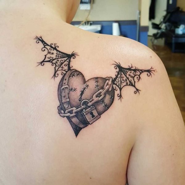 Heart Back Shoulder Tattoo
