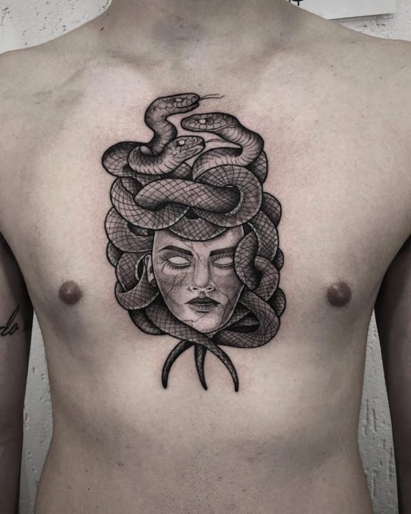 29 Best Medusa Chest Tattoos