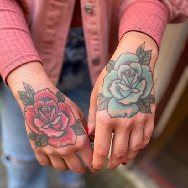 Female Rose Hand Tattoos