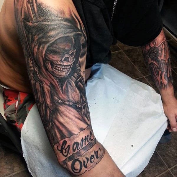 Mens Grim Repear Tattoo Ink Design