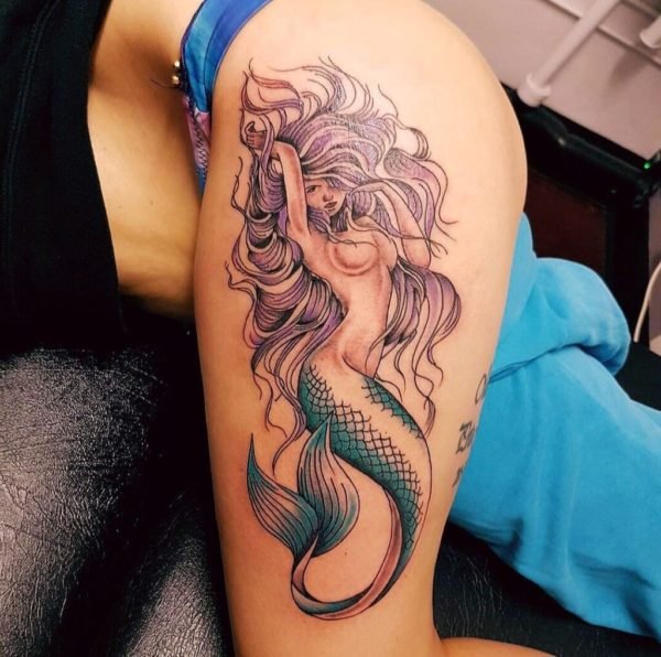 Mermaid Thigh Tattoo
