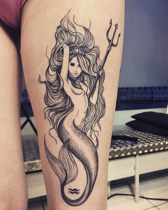 Mermaid Thigh Tattoo..